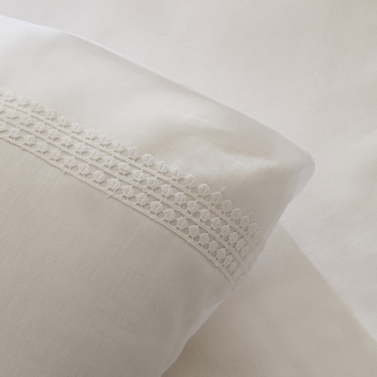 Karaca Home Fiorenza %100 Cotton Double Duvet Cover Set White - MALLTURK