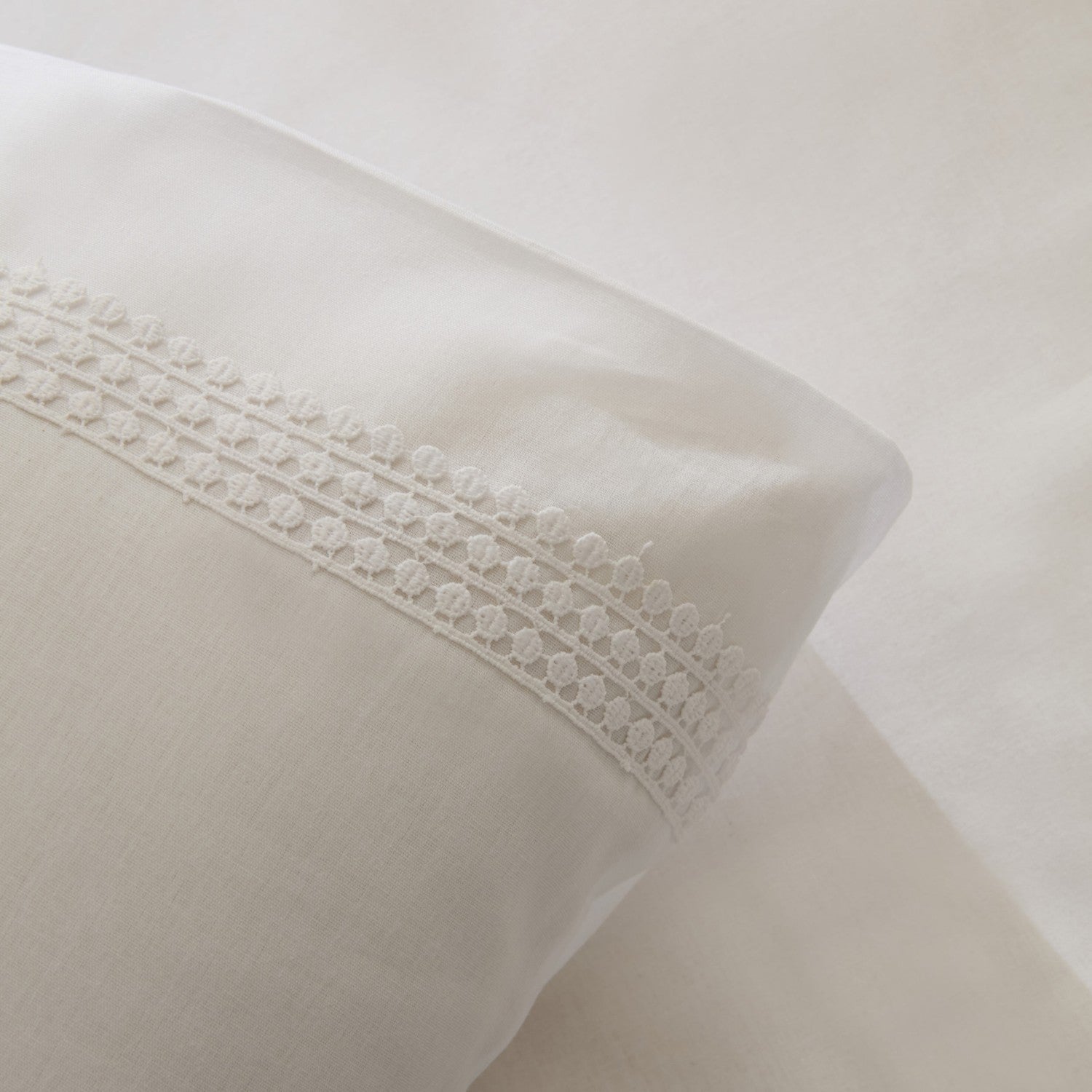 Karaca Home Fiorenza %100 Cotton Double Duvet Cover Set White - MALLTURK