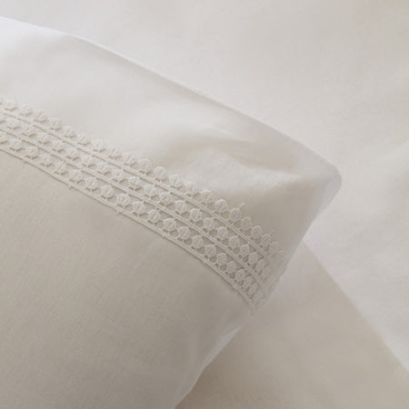 Karaca Home Fiorenza %100 Cotton Double Duvet Cover Set White - MALLTURK
