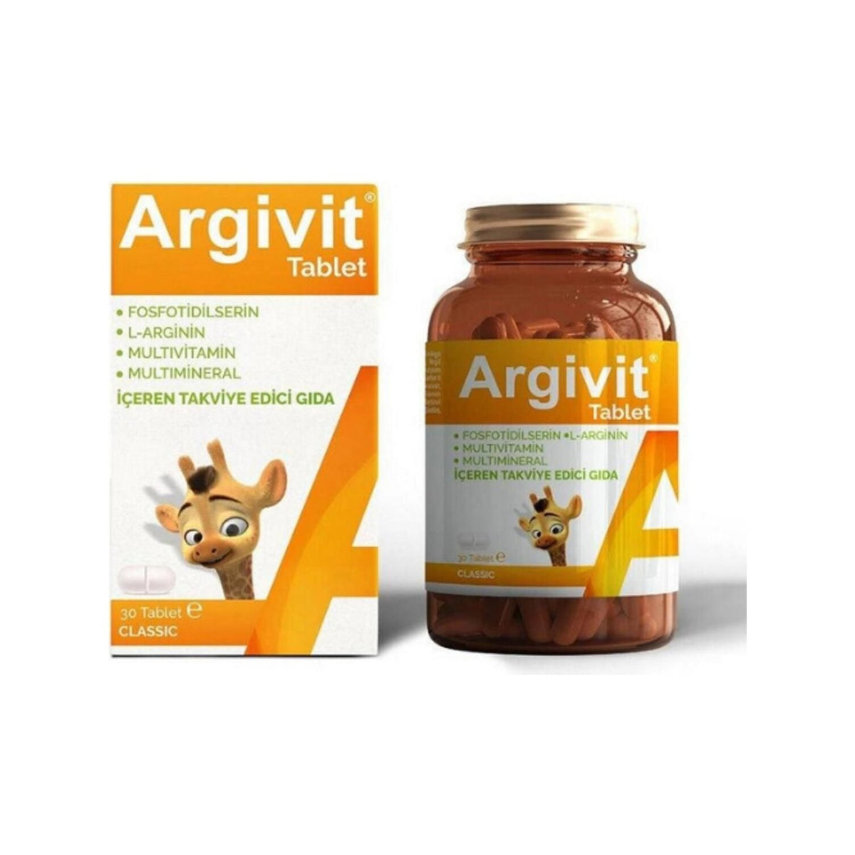 Argivit Classic 30 Tablet Fosfotidilserin and L-Arginin with Dietary Supplement - MALLTURK
