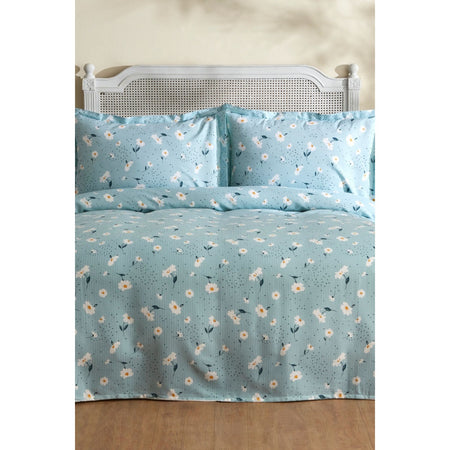 Karaca Home Daisy 100% Cotton Double Bed Quilted Bedding Set Mint PP - MALLTURK