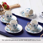 Karaca Iznik Turkish Coffee Cup Set for 6, 80 ml