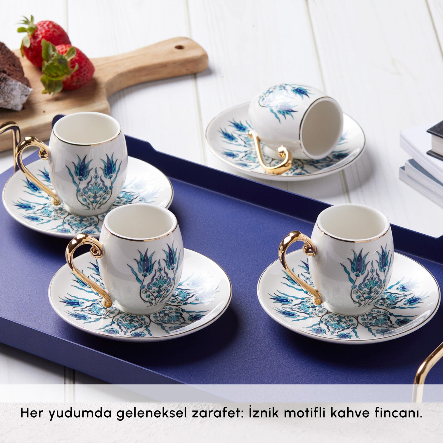 Karaca Iznik Turkish Coffee Cup Set for 6, 80 ml
