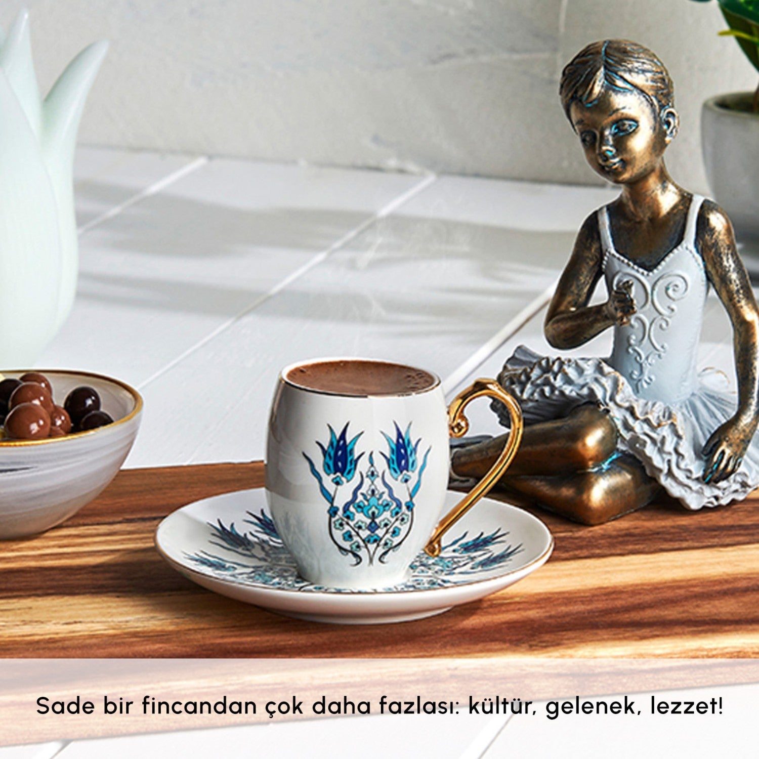 Karaca Iznik Turkish Coffee Cup Set for 6, 80 ml