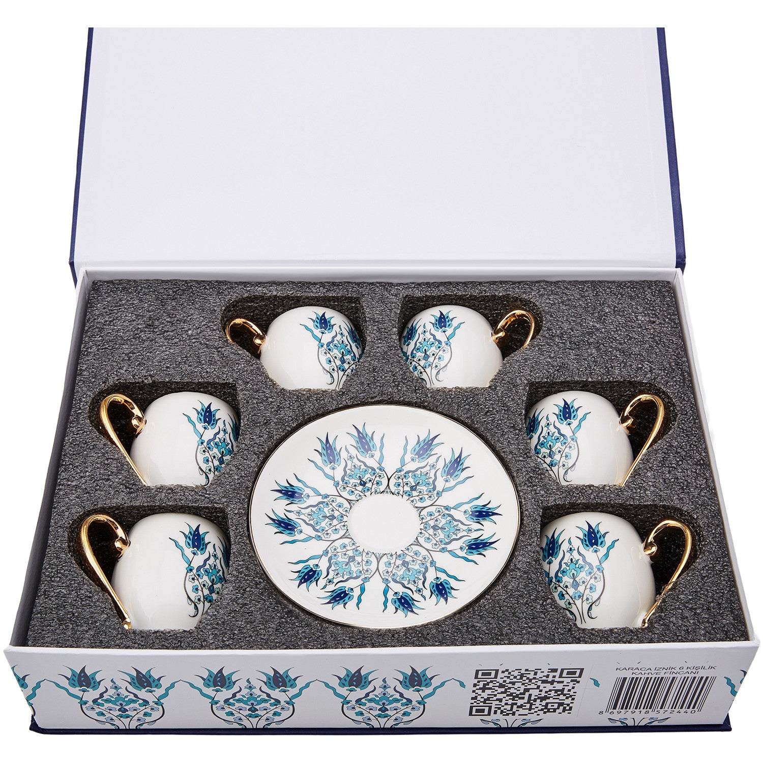 Karaca Iznik Turkish Coffee Cup Set for 6, 80 ml
