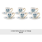 Karaca Iznik Turkish Coffee Cup Set for 6, 80 ml