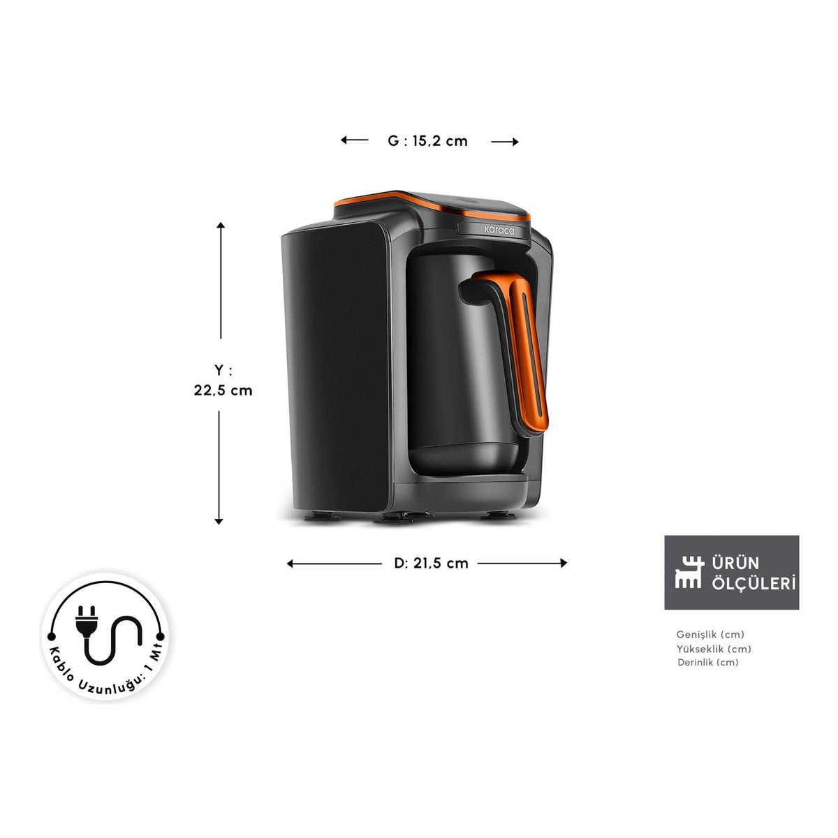 Karaca Hatir Neo-S Automatic Turkish Coffee Maker, Orange, 5-Cup Capacity - MALLTURK