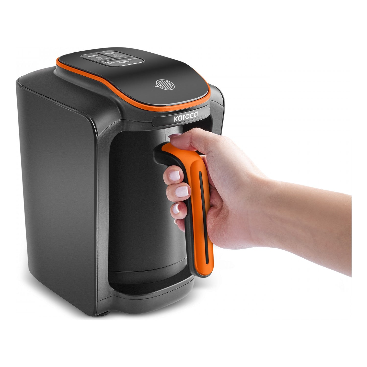 Karaca Hatir Neo-S Automatic Turkish Coffee Maker, Orange, 5-Cup Capacity - MALLTURK