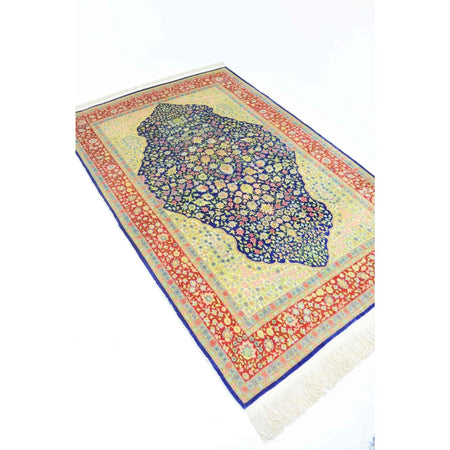 Kilim Co. Pure Silk Hand-Woven Cesmi Bulbul Pattern Hereke Rug 108X164 cm - MALLTURK