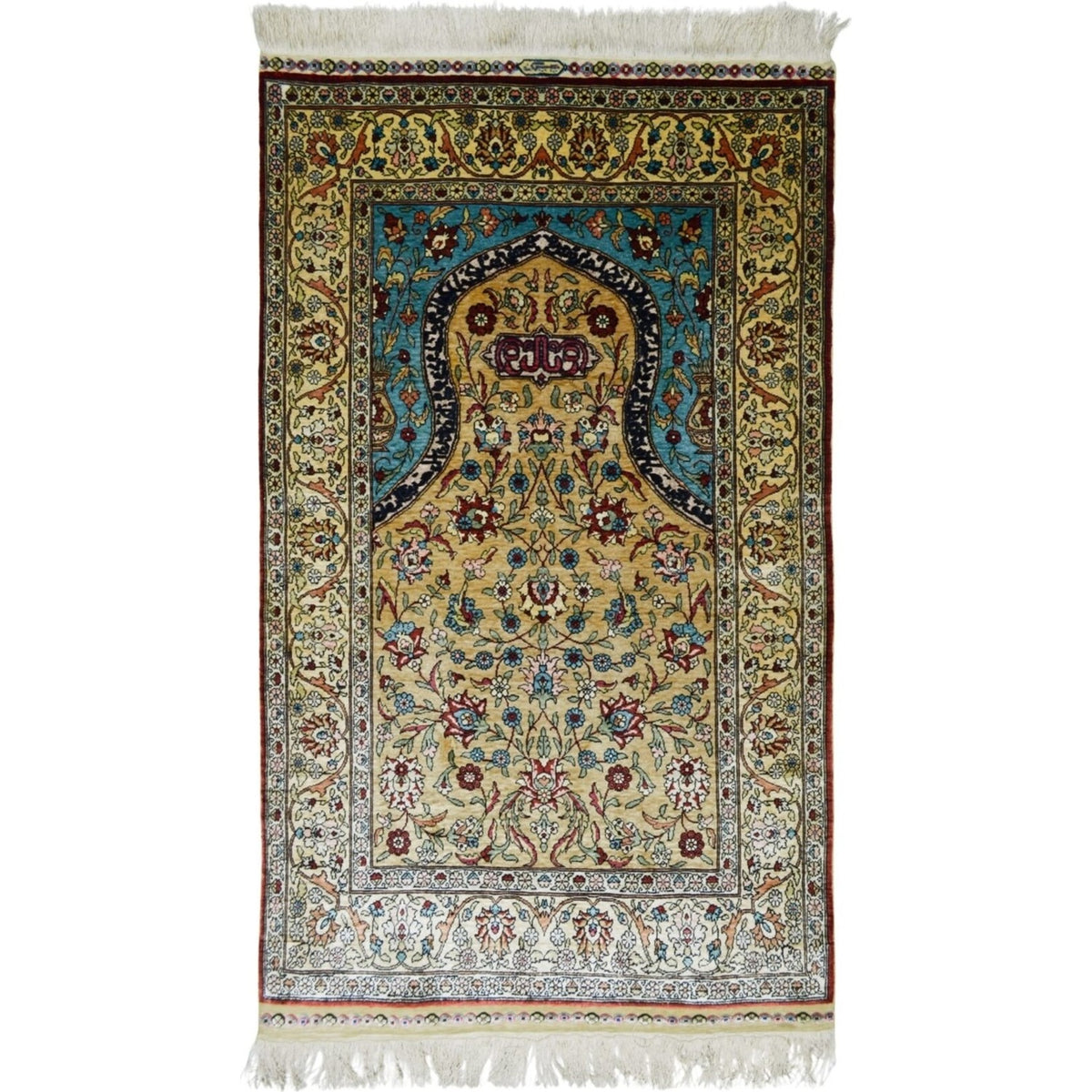Kilim Co. Pure Silk Hand-Woven Mihrab Pattern Prayer Rug Kayseri Rug 81X138 cm - MALLTURK