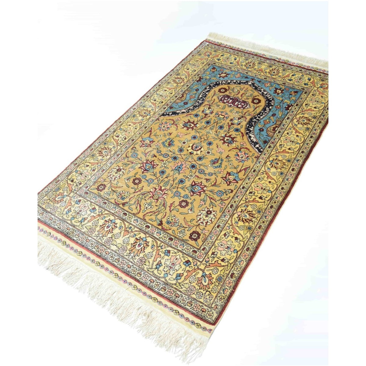 Kilim Co. Pure Silk Hand-Woven Mihrab Pattern Prayer Rug Kayseri Rug 81X138 cm - MALLTURK