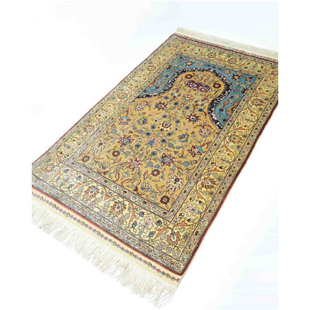 Kilim Co. Pure Silk Hand-Woven Mihrab Pattern Prayer Rug Kayseri Rug 81X138 cm - MALLTURK