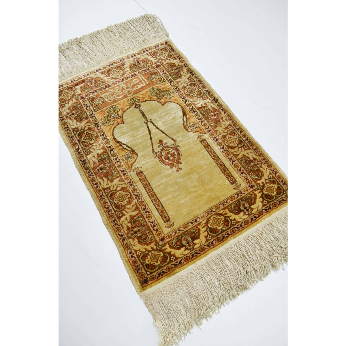 Kilim Co. Pure Silk Hand-Woven Hereke Mini Prayer Rug Rug 37X53 cm - MALLTURK