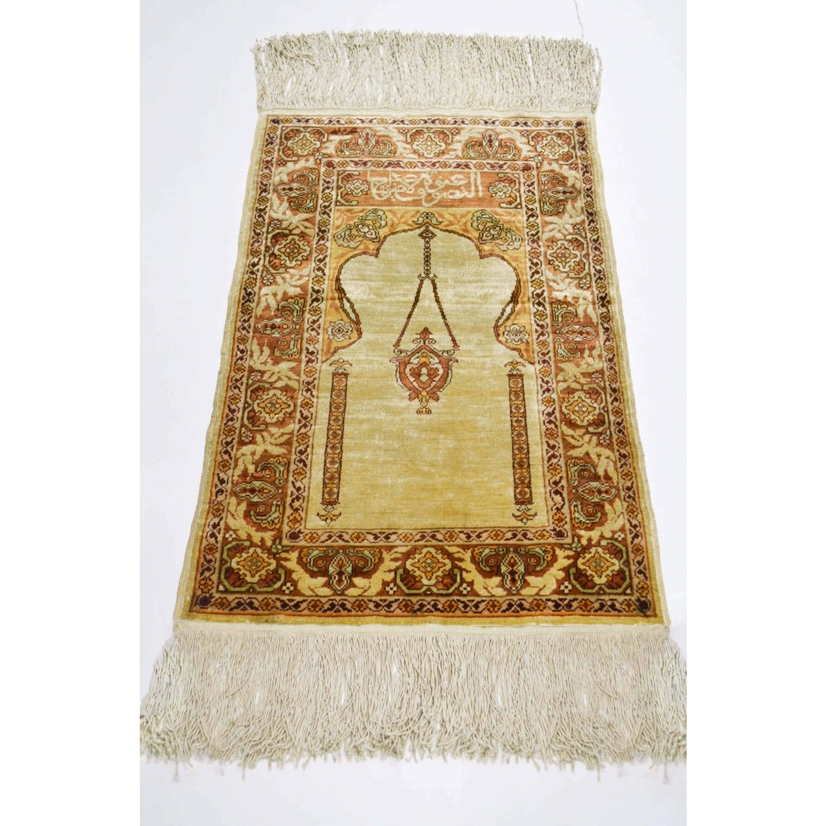 Kilim Co. Pure Silk Hand-Woven Hereke Mini Prayer Rug Rug 37X53 cm - MALLTURK