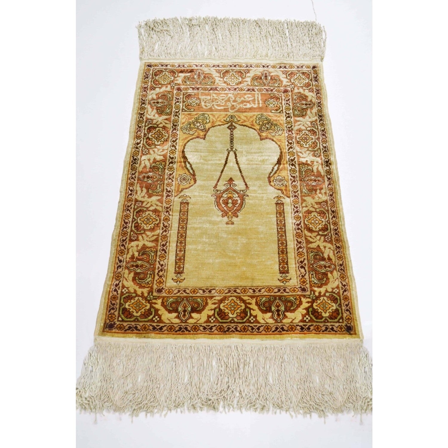 Kilim Co. Pure Silk Hand-Woven Hereke Mini Prayer Rug Rug 37X53 cm - MALLTURK