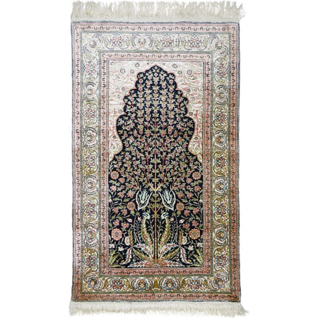 Kilim Co. Pure Silk Hand-Woven Mihrab Pattern Prayer Rug Kayseri Rug 74X125 cm - MALLTURK