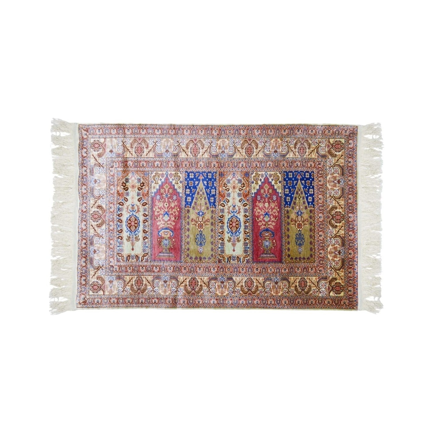 Kilim Co. Pure Silk Hand-Woven Mihrab Family Prayer Rug Kayseri Rug 72X109 cm - MALLTURK