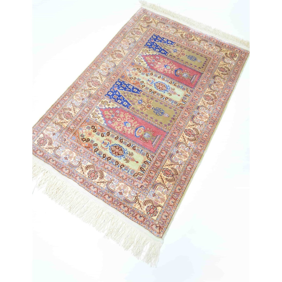 Kilim Co. Pure Silk Hand-Woven Mihrab Family Prayer Rug Kayseri Rug 72X109 cm - MALLTURK