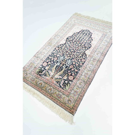 Kilim Co. Pure Silk Hand-Woven Mihrab Pattern Prayer Rug Kayseri Rug 74X125 cm - MALLTURK