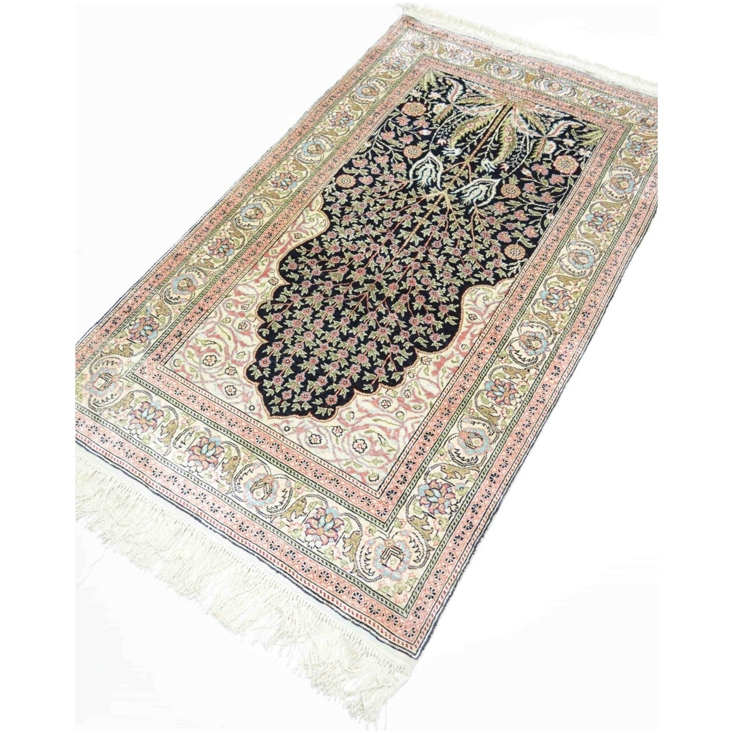 Kilim Co. Pure Silk Hand-Woven Mihrab Pattern Prayer Rug Kayseri Rug 74X125 cm - MALLTURK