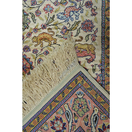 Kilim Co. Pure Silk Hand-Woven Krem and Pembe Renk Kayseri Rug Runner 82X200 cm - MALLTURK