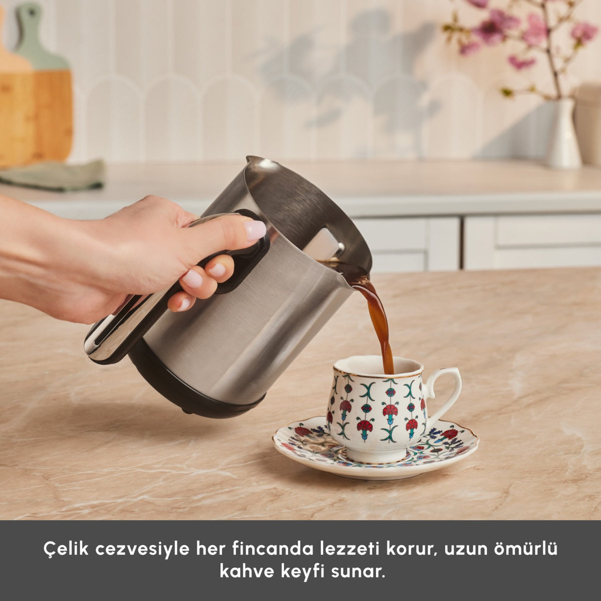 Karaca Hatir Neo Inox Turkish Coffee Maker with Stainless Steel Pot - MALLTURK