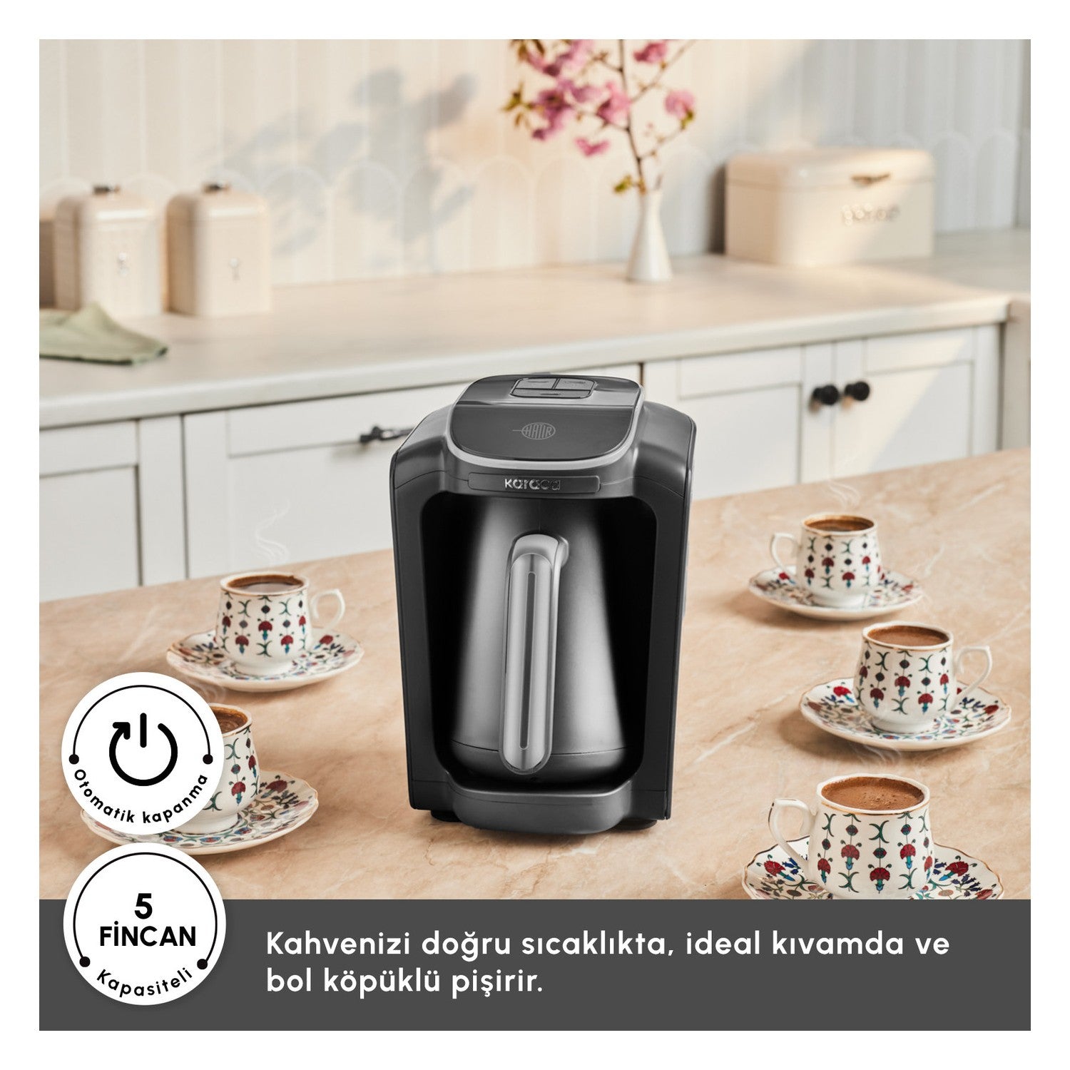 Karaca Hatir Neo Inox Turkish Coffee Maker with Stainless Steel Pot - MALLTURK