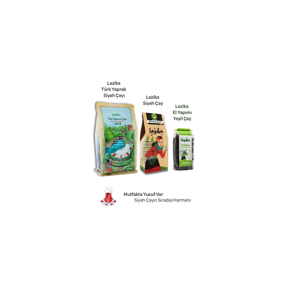 Lazika Mutfakta Yusuf Var Ozel tea Seckisi - Turk Yaprak 300 g, green tea 50 g, black tea 400 g - MALLTURK