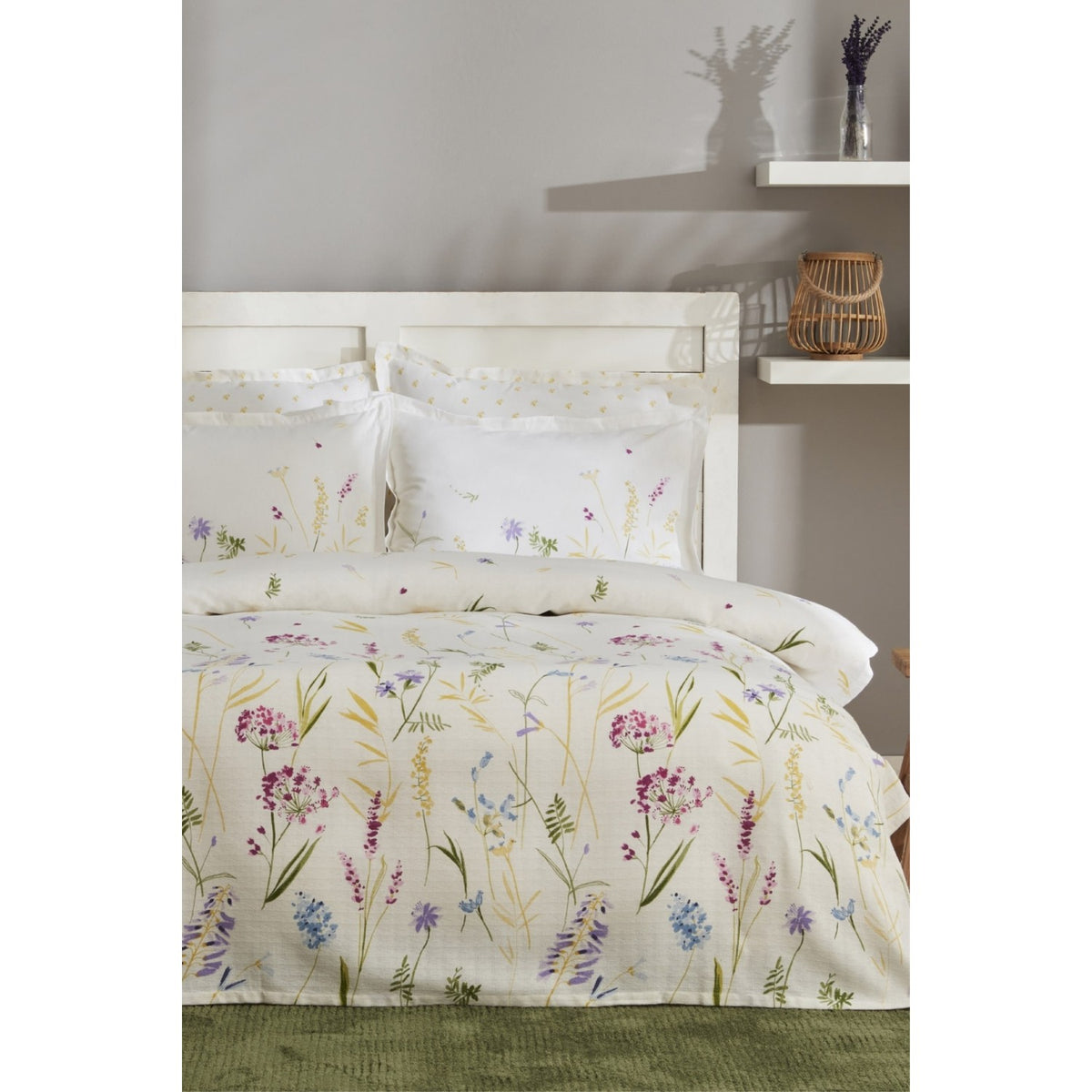 Karaca Home Single 100% Cotton Yellow Floral Patterned Quilted Bedding Set, 3 Pieces, 160x220 cm - MALLTURK