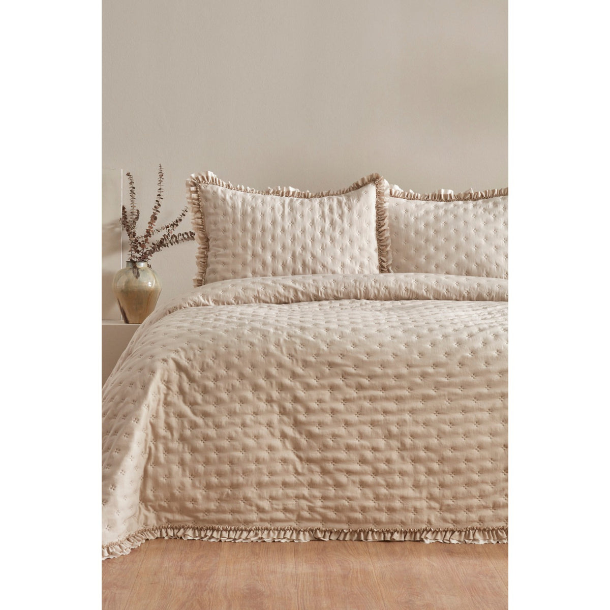 Karaca Home Viona Double Bedspread Set, Beige - MALLTURK