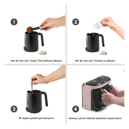 Karaca Hatir Hup Duet Aroma Turkish Coffee Maker, Rose Gold, 10-Cup Capacity - MALLTURK