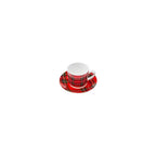 Karaca Plaid 4-Piece Red Porcelain Turkish Coffee Cup Set for 2, 80 ml