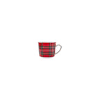 Karaca Plaid 4-Piece Red Porcelain Turkish Coffee Cup Set for 2, 80 ml