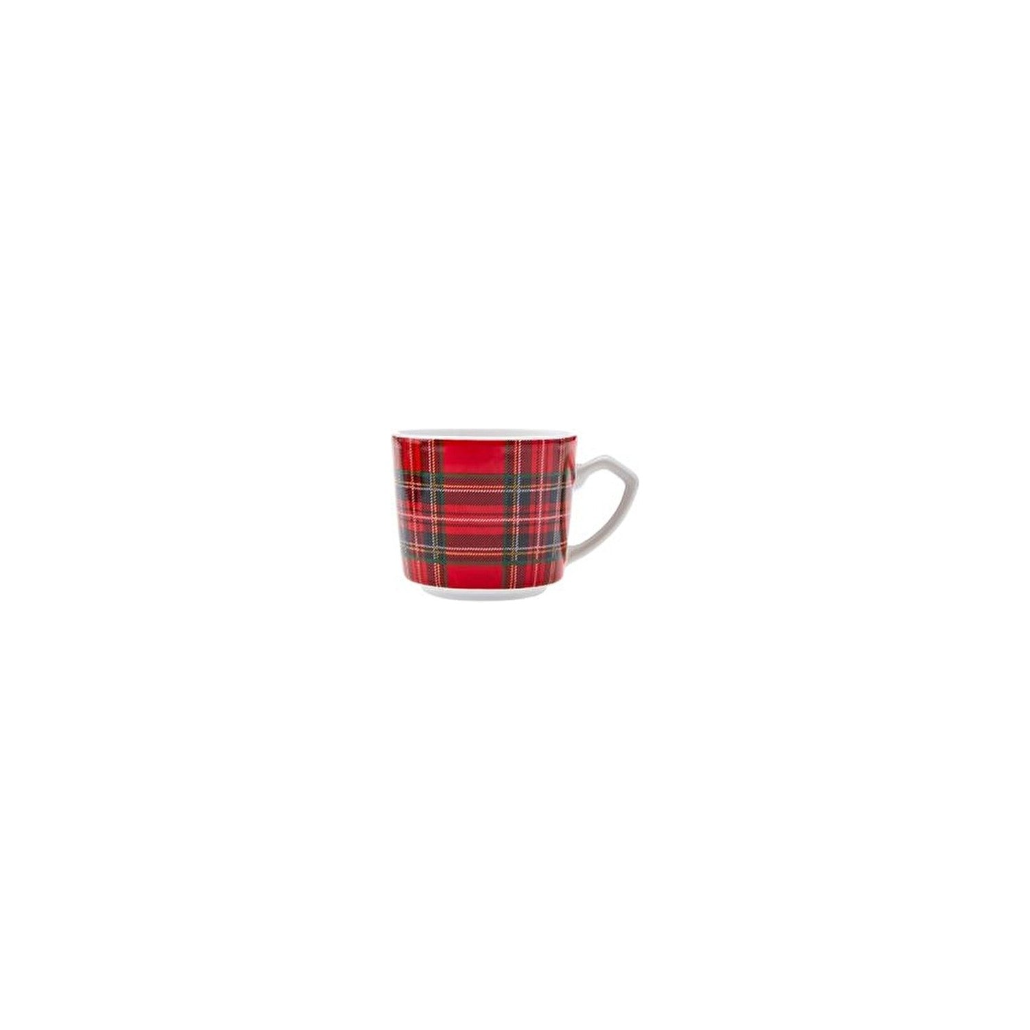Karaca Plaid 4-Piece Red Porcelain Turkish Coffee Cup Set for 2, 80 ml