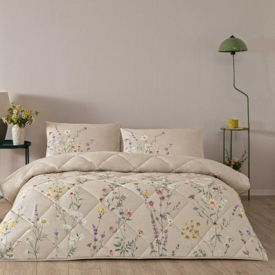 Tac Lunel Ranforce Double Duvet Set Beige - MALLTURK