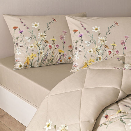 Tac Lunel Ranforce Double Duvet Set Beige - MALLTURK