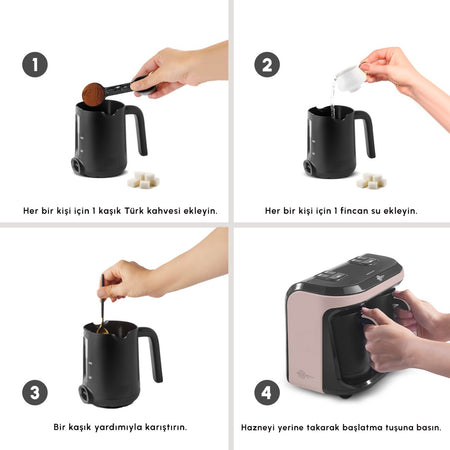 Karaca Hatir Hup Duet Aroma Turkish Coffee Maker, Cream, 10-Cup Capacity - MALLTURK