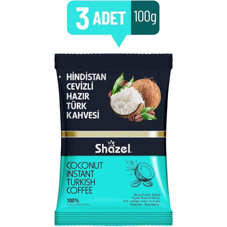 Shazel Coconut Flavored instant Turkish Coffee 100 gr x 3 Packs - MALLTURK