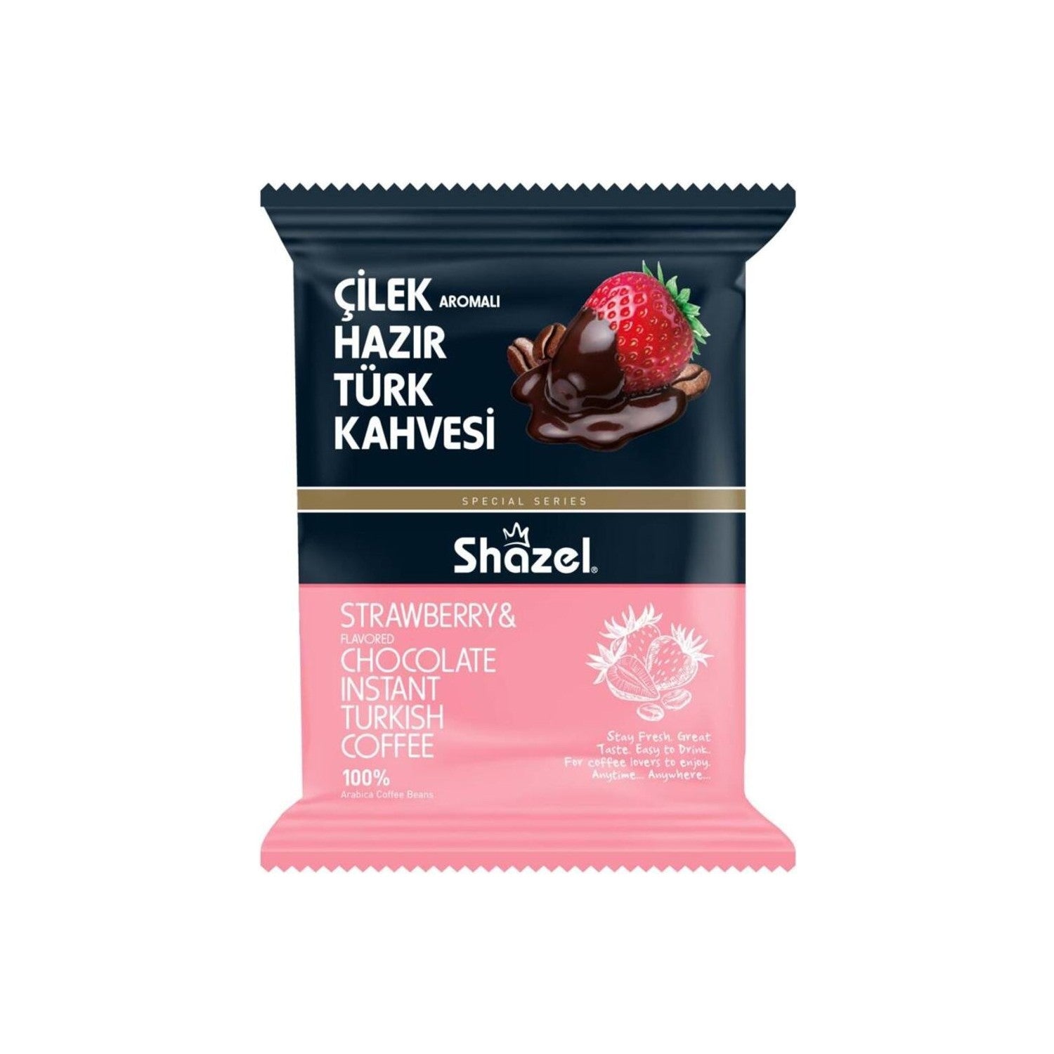 Shazel Strawberry Flavored instant Turkish Coffee 100 gr x 10 Packs - MALLTURK