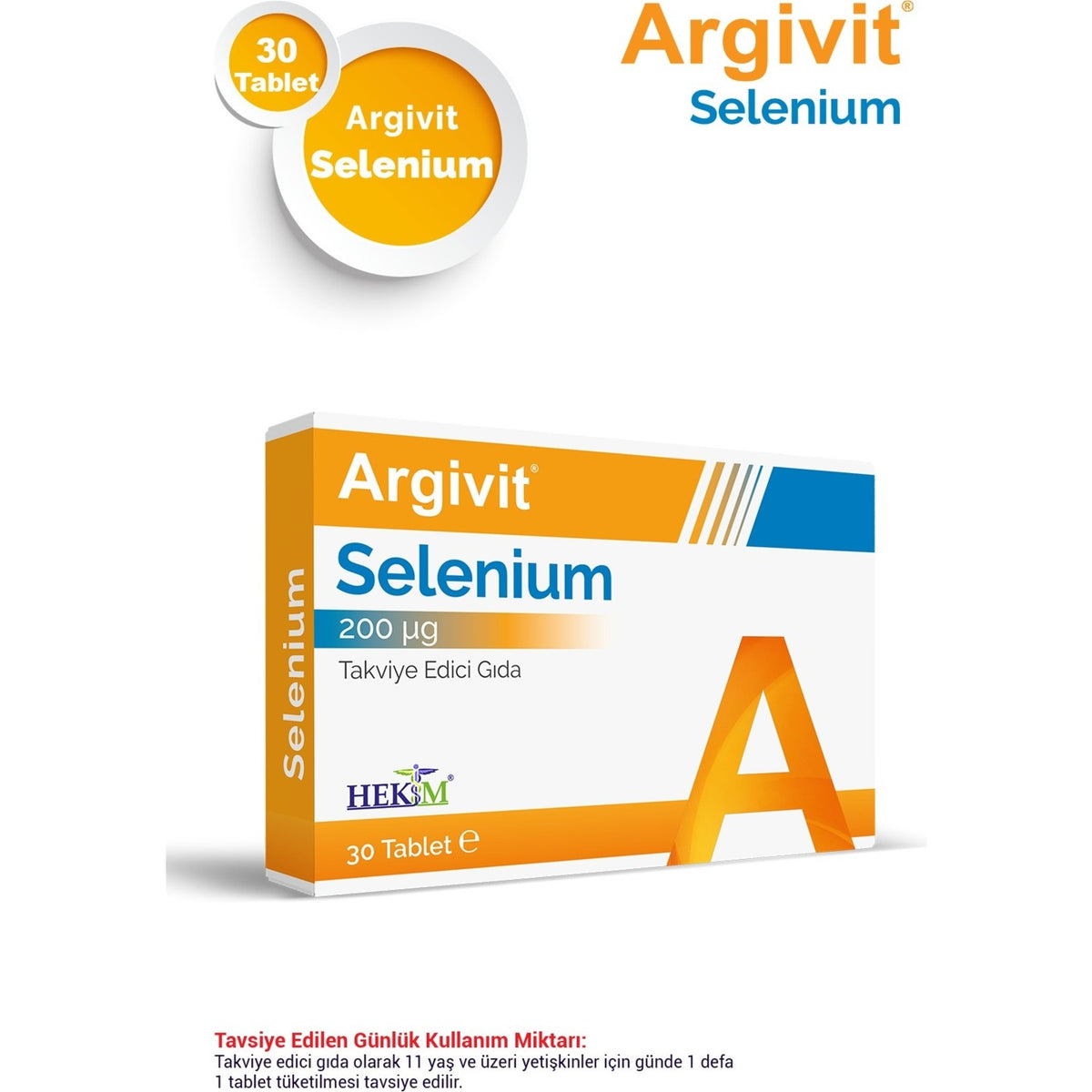 Argivit Selenium, Selenyum with Dietary Supplement 30 Tablet - MALLTURK
