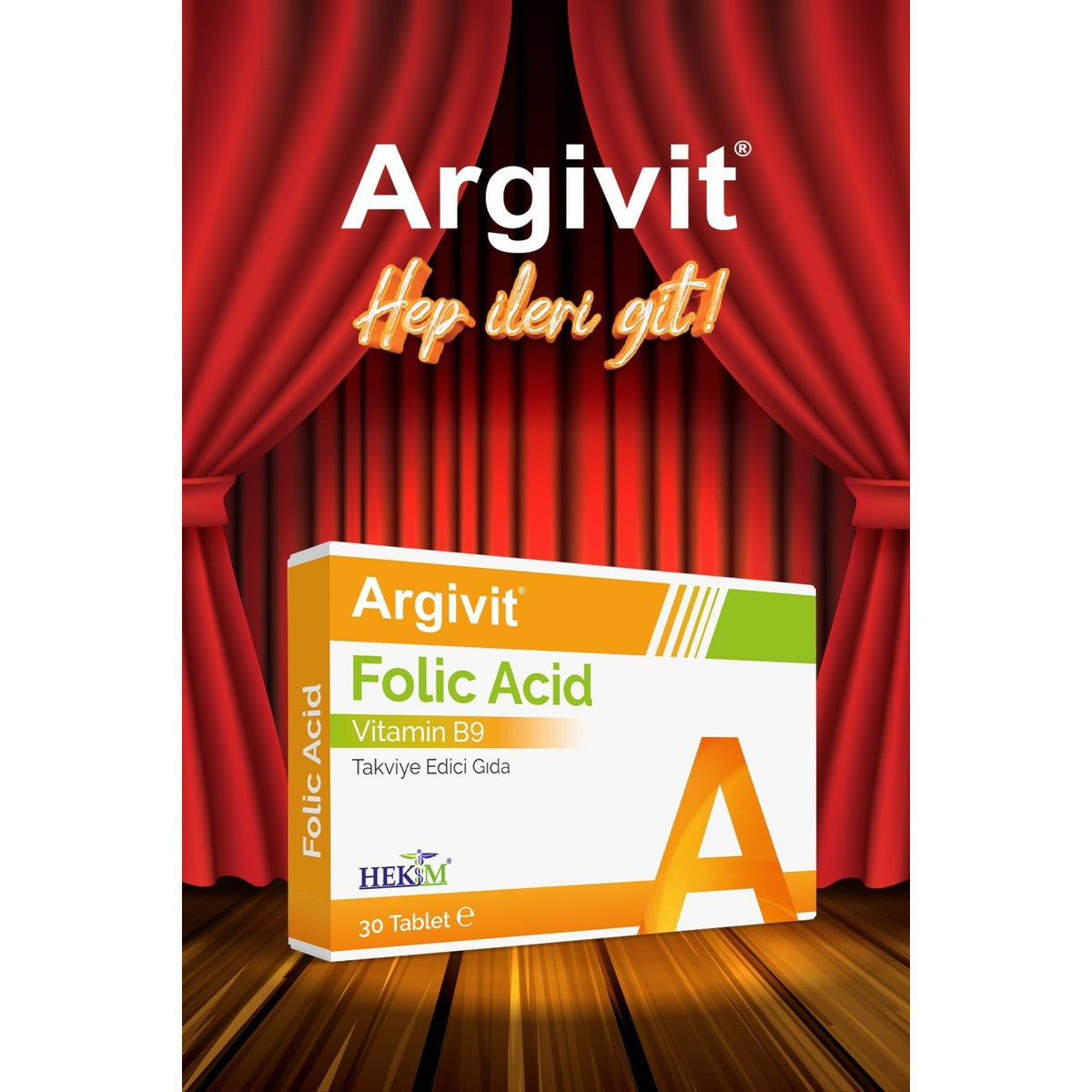Argivit Folik Asit Vitamin B9 with Dietary Supplement 30 Tablet - MALLTURK