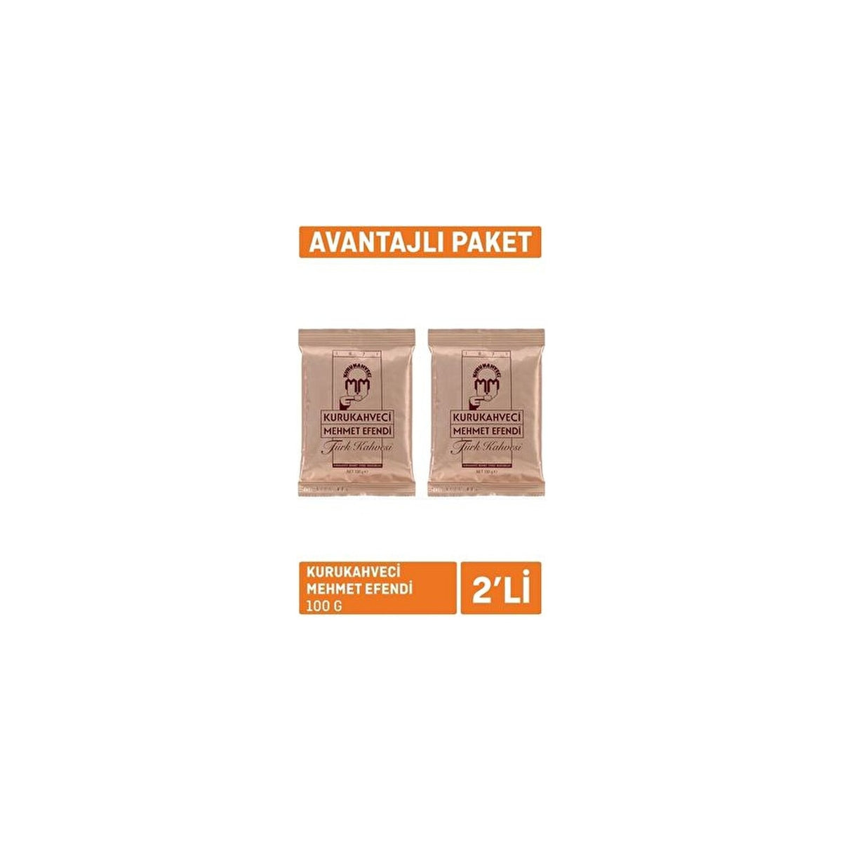 Kurukahveci Mehmet Efendi Turkish Coffee 100 gr 2-Pack Caffeinated and Specially Roasted Flavor - MALLTURK