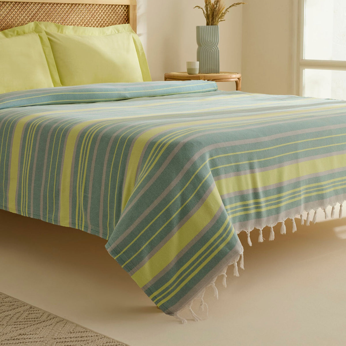 Karaca Home Lynora Double Bedspread and Quilt Set Khaki - MALLTURK