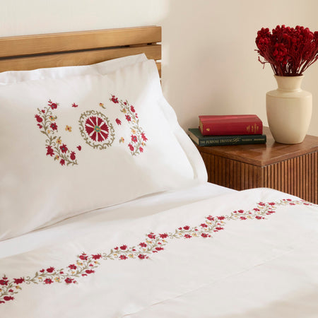 Karaca Home Layali Embroidered Double Duvet Cover Set White - MALLTURK