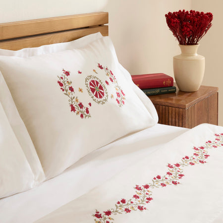 Karaca Home Layali Embroidered Double Duvet Cover Set White - MALLTURK