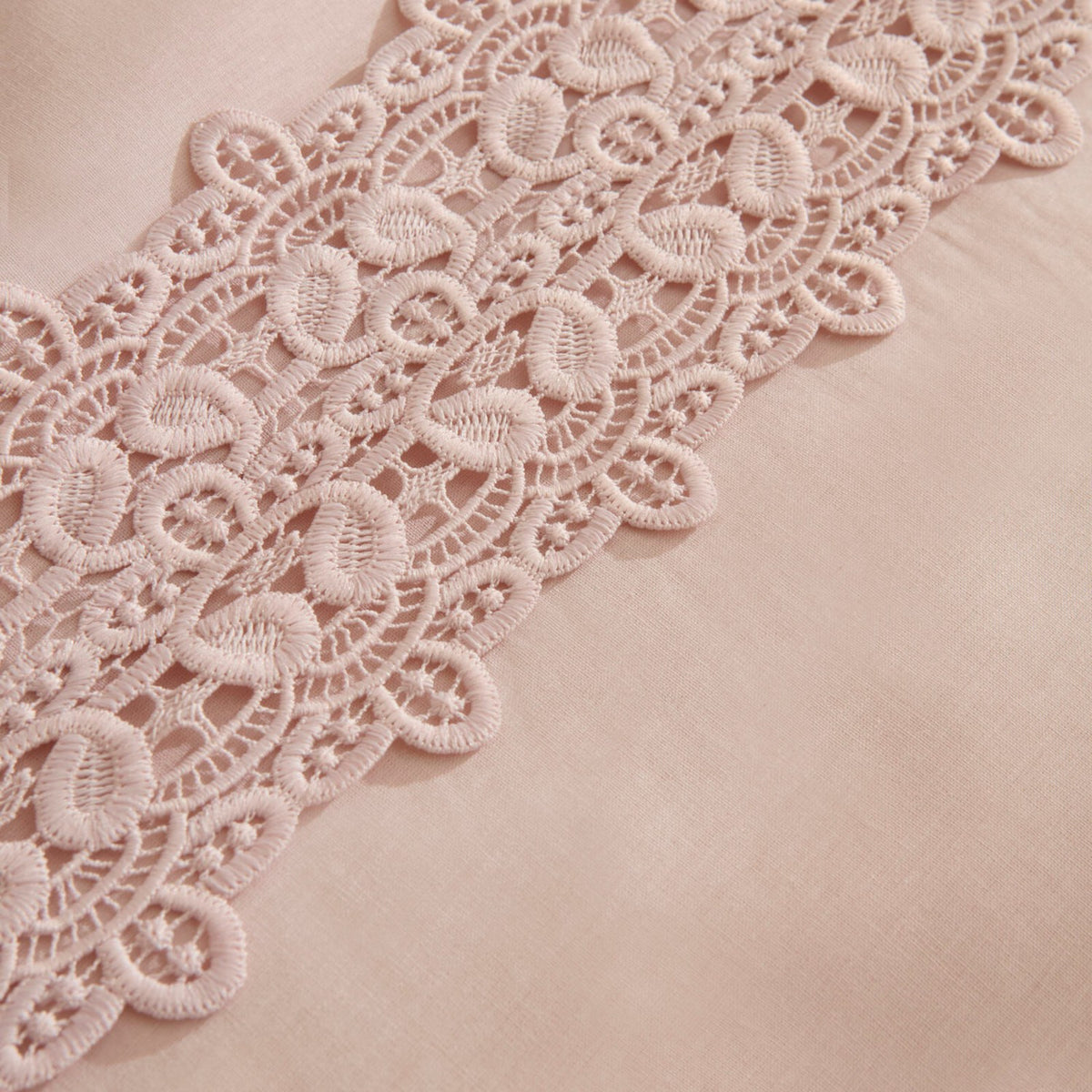 Karaca Home Nuvia Guipure Lace Double Duvet Cover Set Powder Pink - MALLTURK