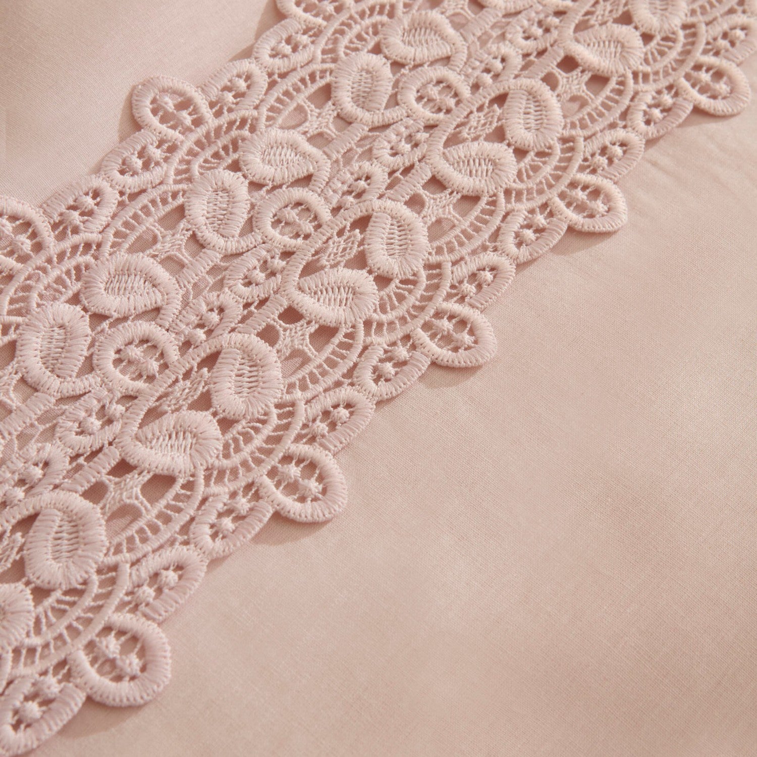 Karaca Home Nuvia Guipure Lace Double Duvet Cover Set Powder Pink - MALLTURK