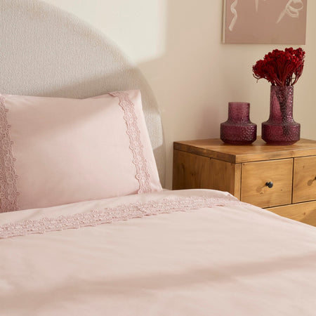 Karaca Home Nuvia Guipure Lace Double Duvet Cover Set Powder Pink - MALLTURK