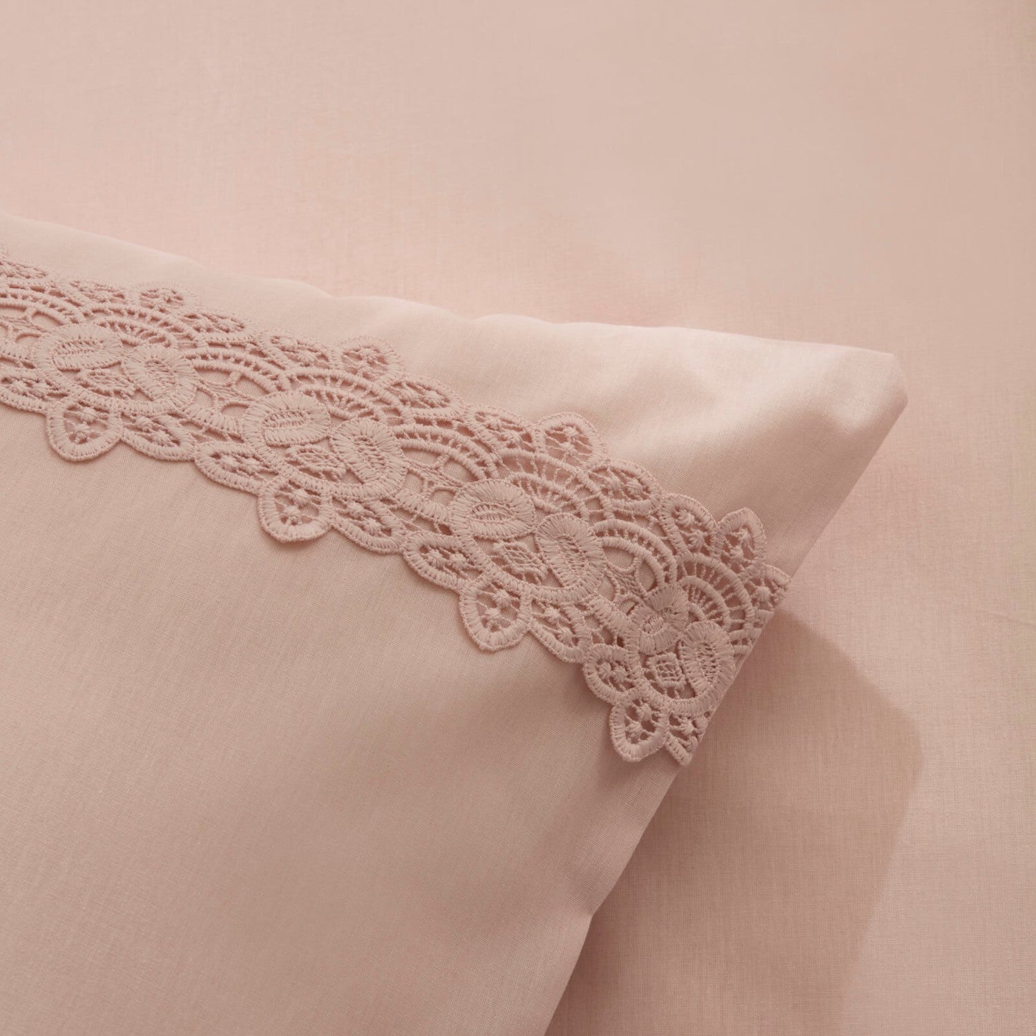 Karaca Home Nuvia Guipure Lace Double Duvet Cover Set Powder Pink - MALLTURK