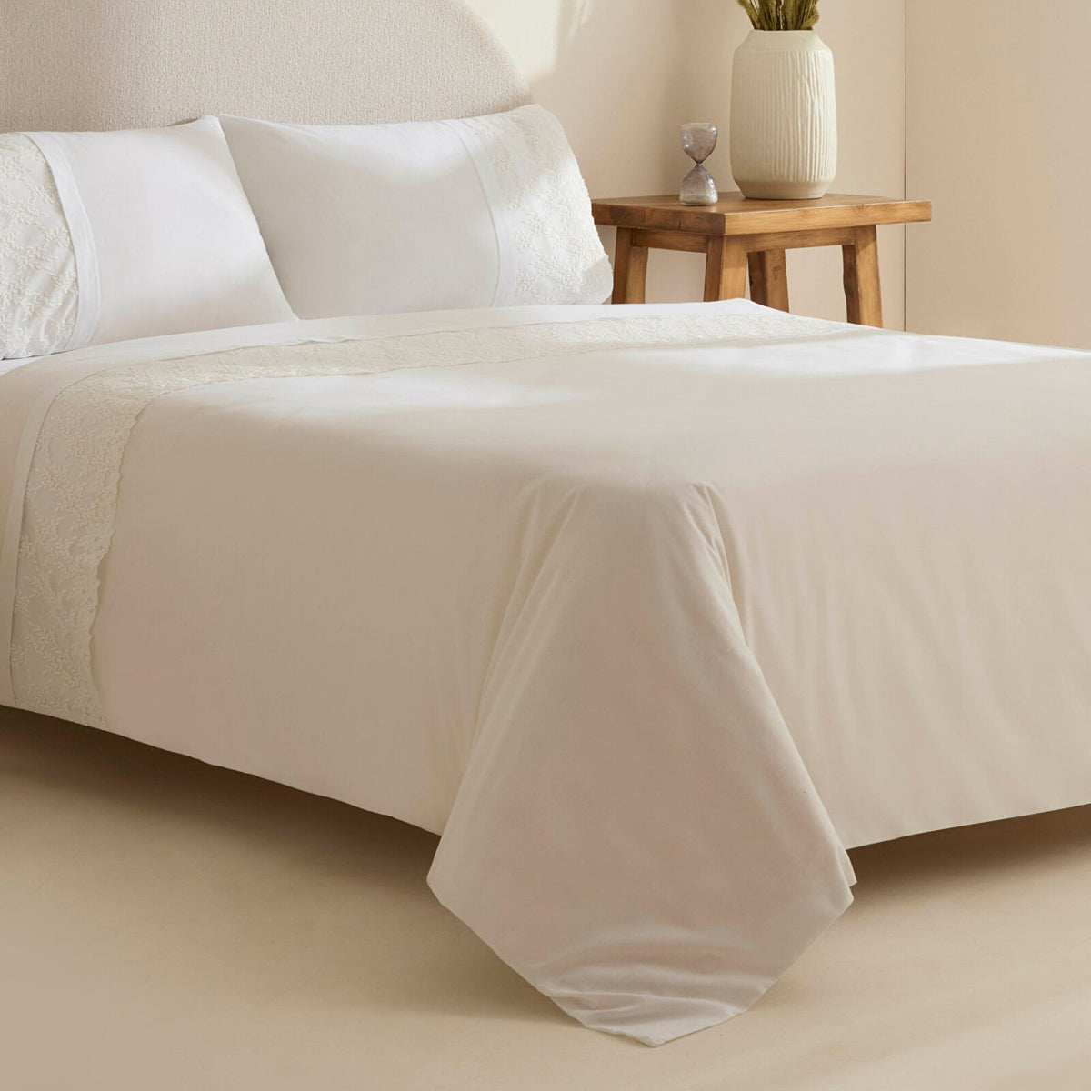 Karaca Home Elaria Lace Double Duvet Cover Set White